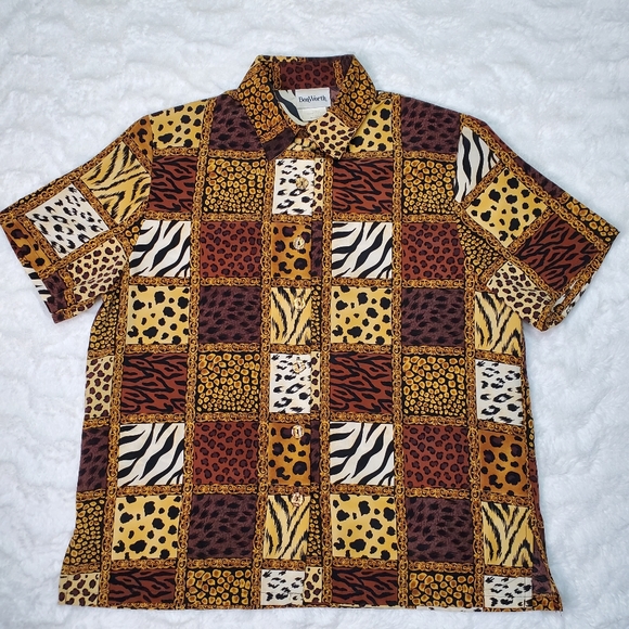 Bon Worth Vintage Short Sleeve Cheetah Print Top sz XS Petite - Picture 2 of 7